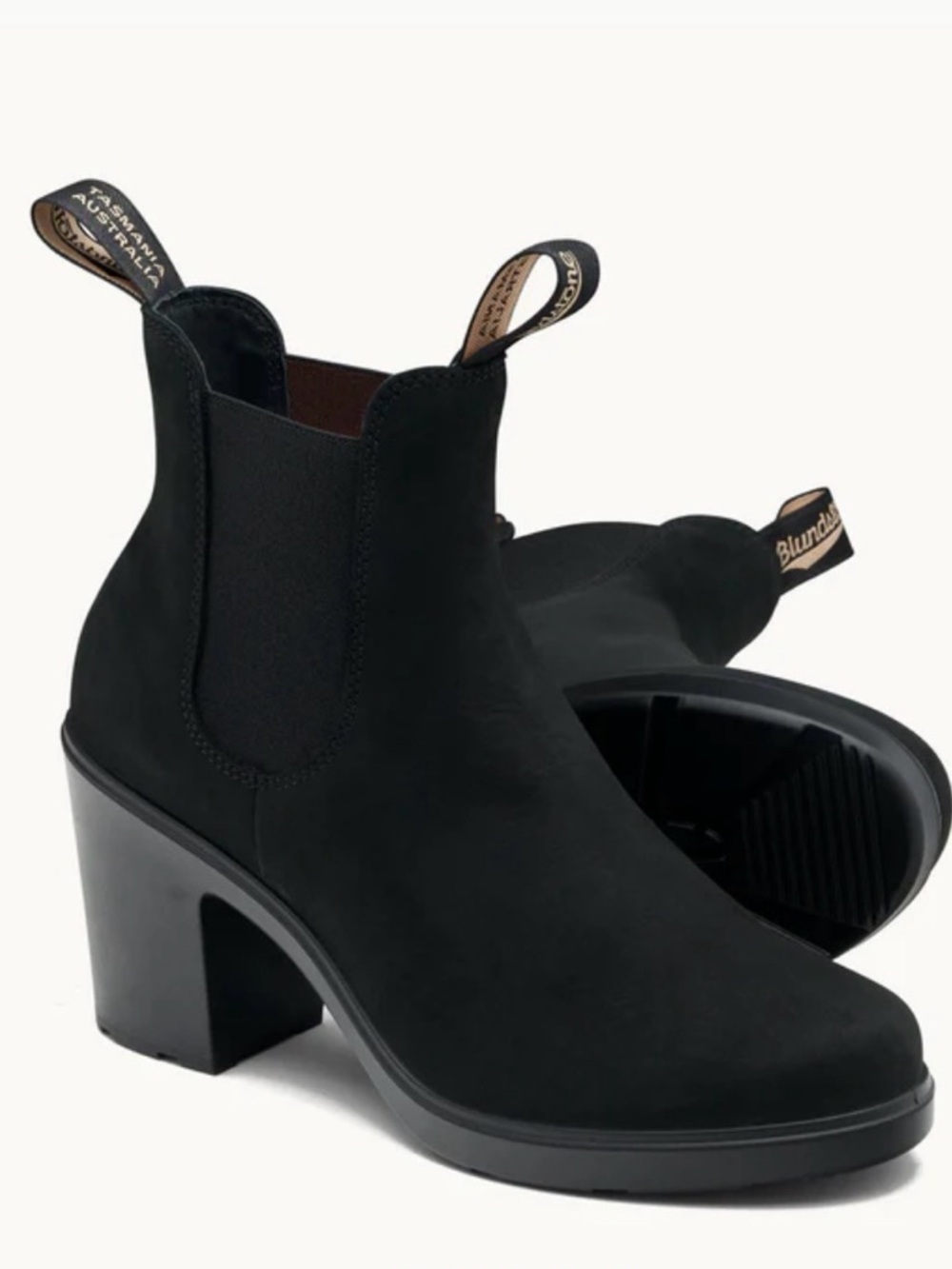 Blundstone Black Nubuck Chelsea Heeled Ankle Boots
